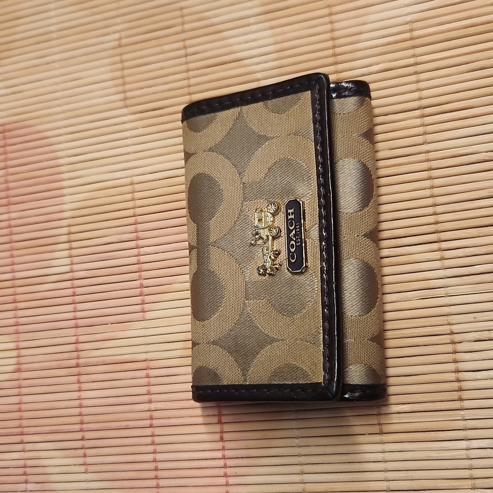 Coach key case, beige and purple